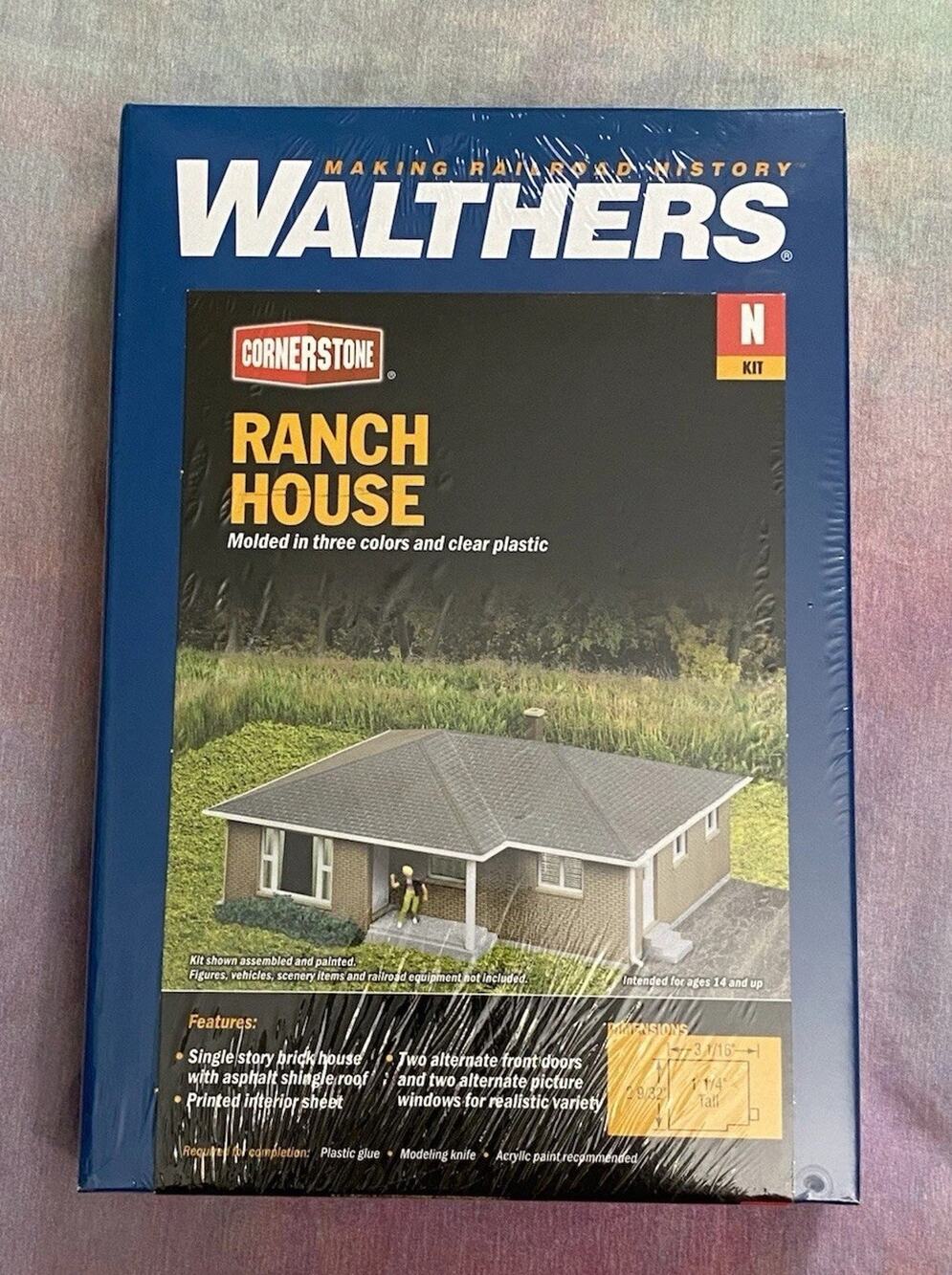 Walthers Cornerstone 933-3838 N Scale RANCH HOUSE Kit SEALED Train Model Set